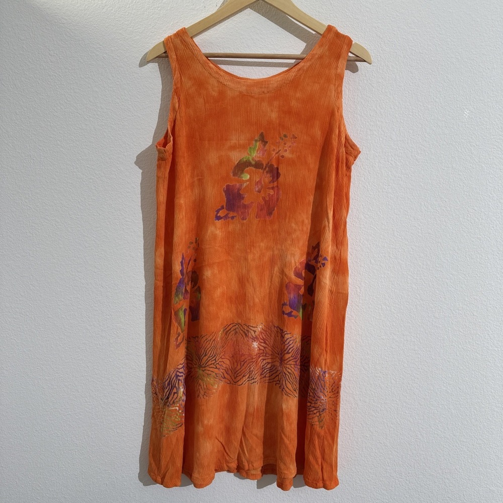 Summer Dress Woman Hibiscus Orange
